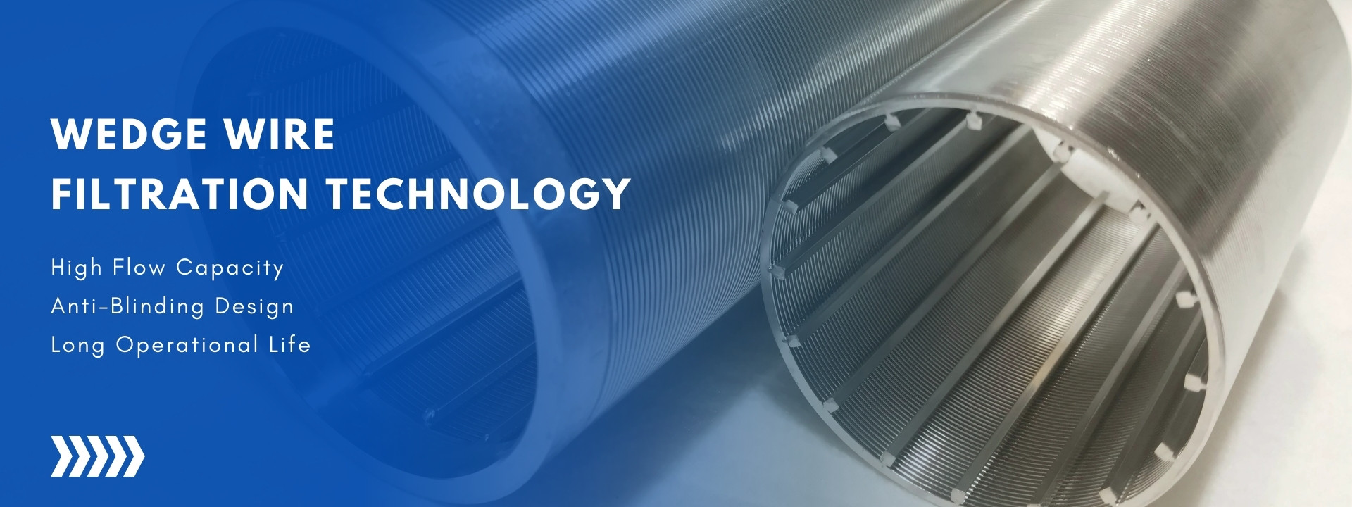 Wedge wire filter element UK with high flow and anti-blinding design