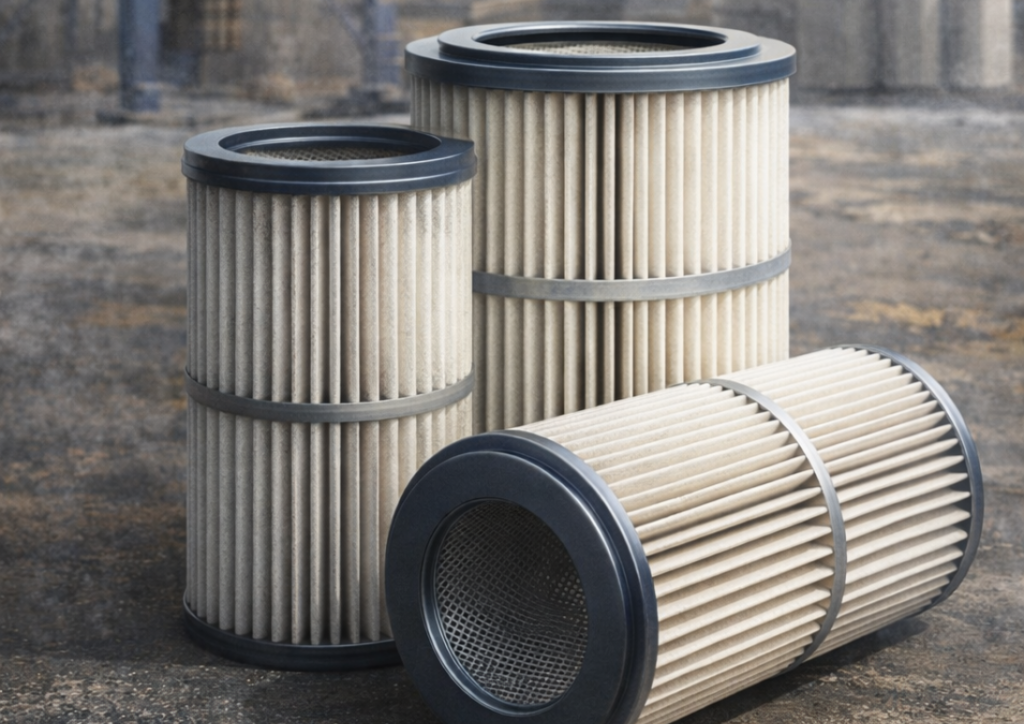 Industrial dust collector cartridge filters for industrial air filtration system