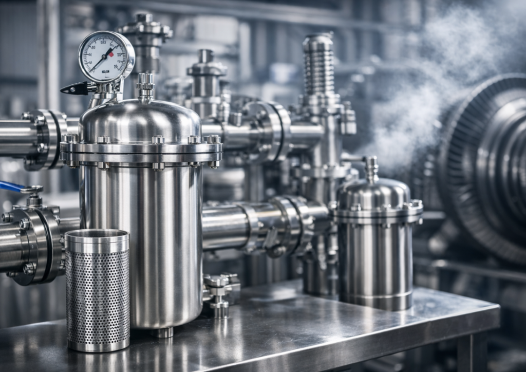 Steam filtration system removing contaminants for clean steam