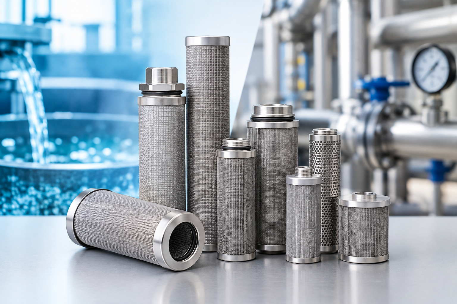 Stainless steel wire mesh filter elements for liquid and gas filtration